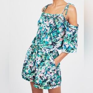 Clover & Sloane Tropical Tie Shoulder Romper Size XL